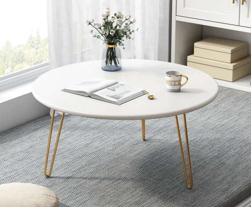 gold round living room table